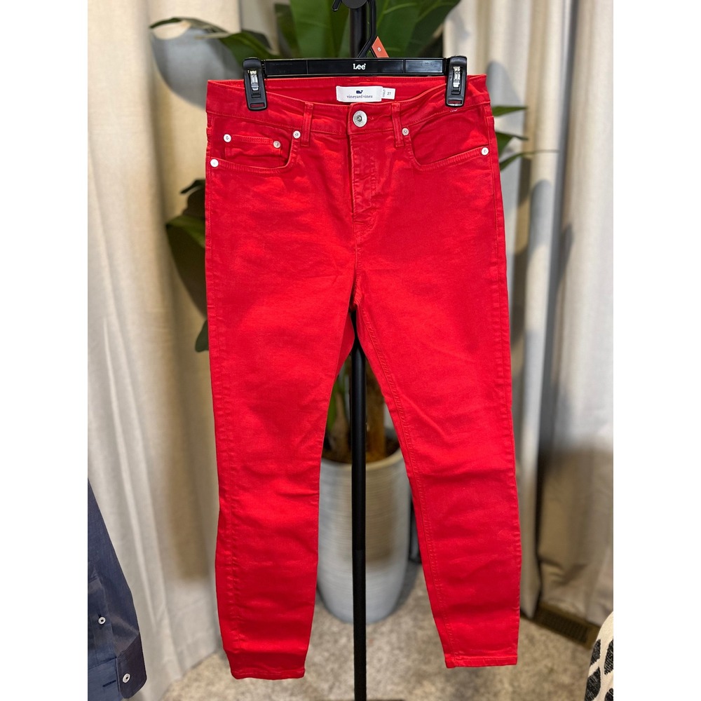 Vineyard Vines Womens Red Skinny Jeans Size 27 Stretch Denim 5-Pocket Slim Fit